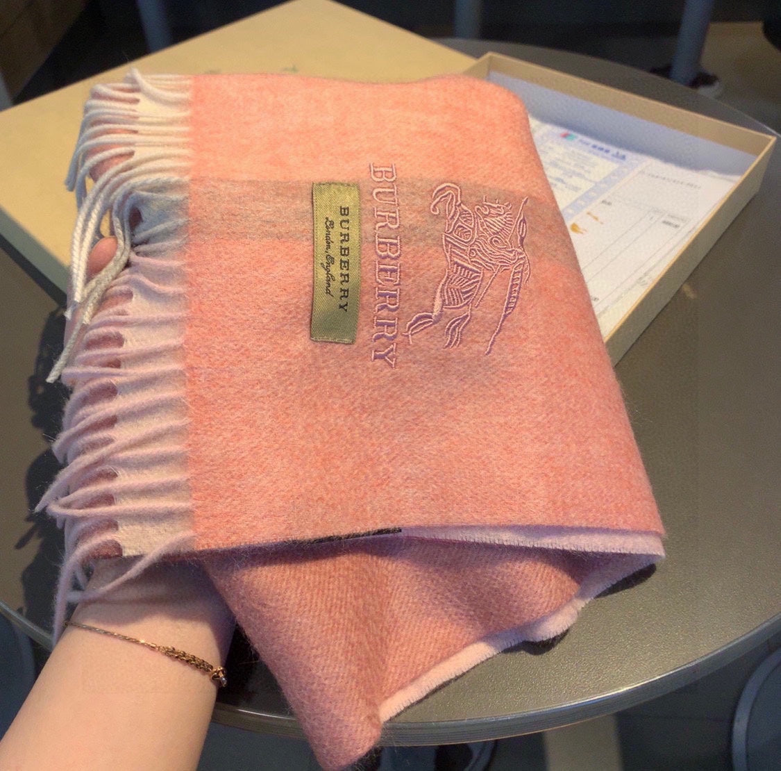 巴B家-經典流蘇圍巾 30*180cm 100%頂級純羊絨 粉色