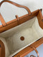 羅L威-Cushion tote 白色棕皮