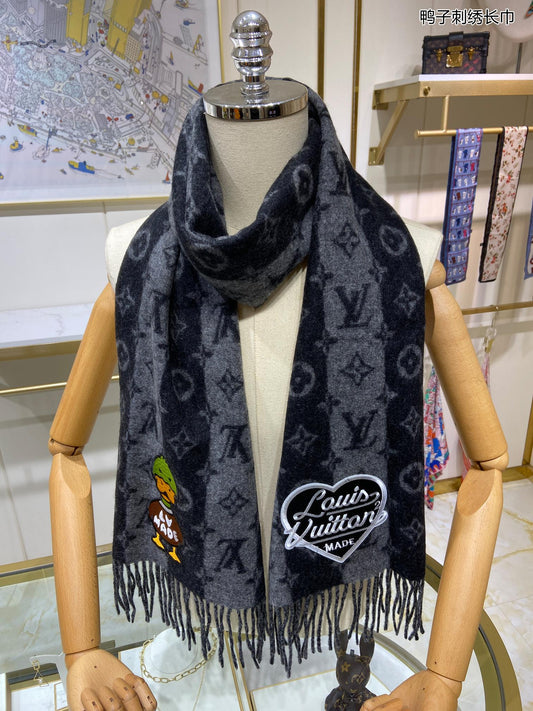 路L家-羊毛羊絨刺繡長金 40*205cm