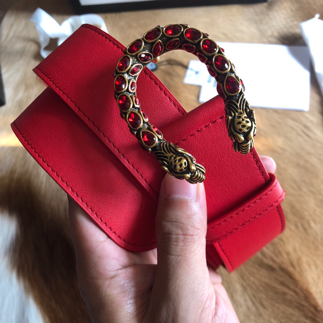 古G家-紅色寶石皮帶-3.5cm