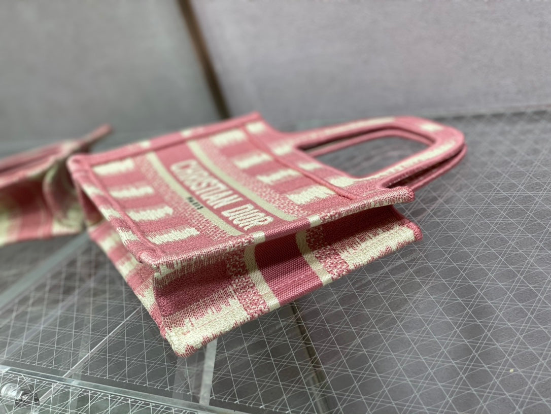 Dior Book Tote-Mini 23cm-粉色條紋