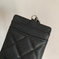 Chanel 證件套-黑色荔枝皮銀扣