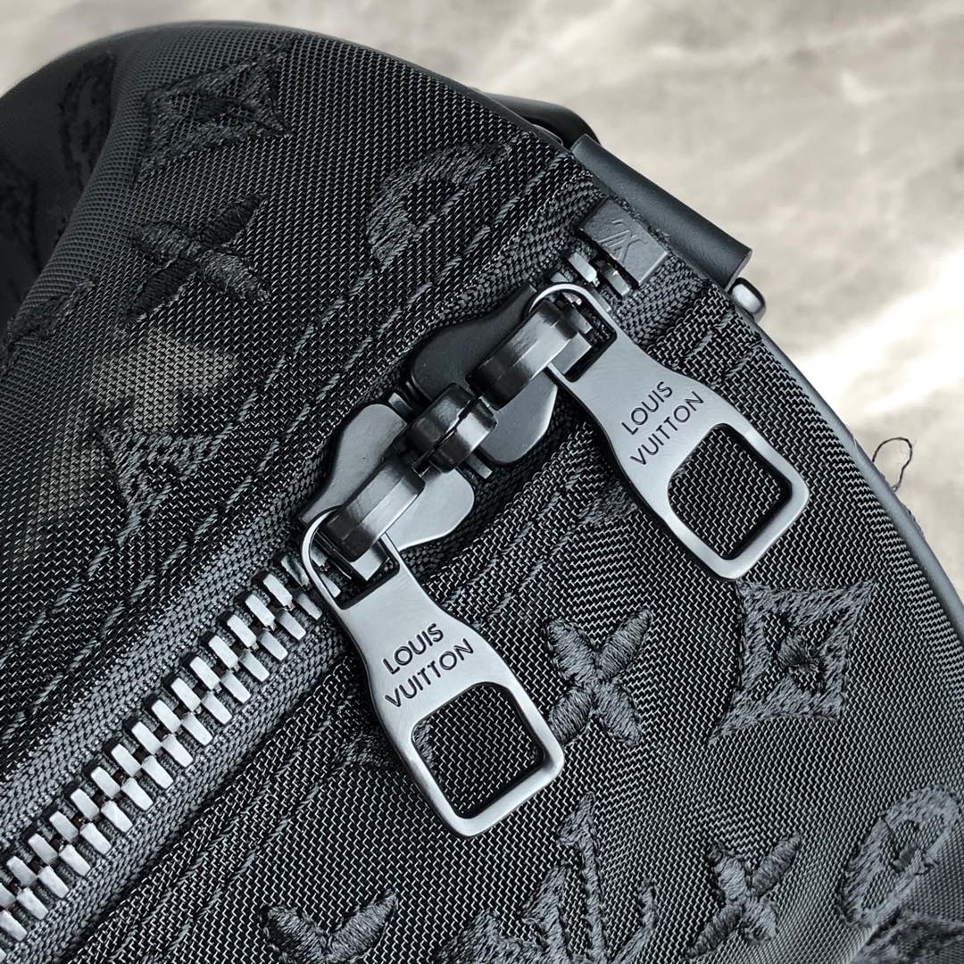Lou-Keepall 50 旅行袋 老花刺繡圖黑色