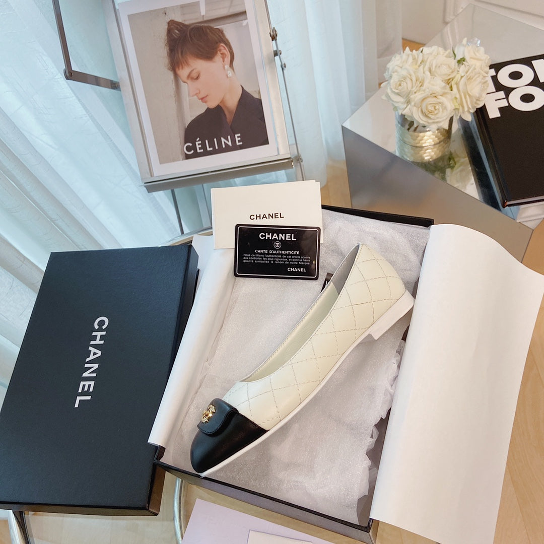 小香家-菱格 造型釦 平底鞋