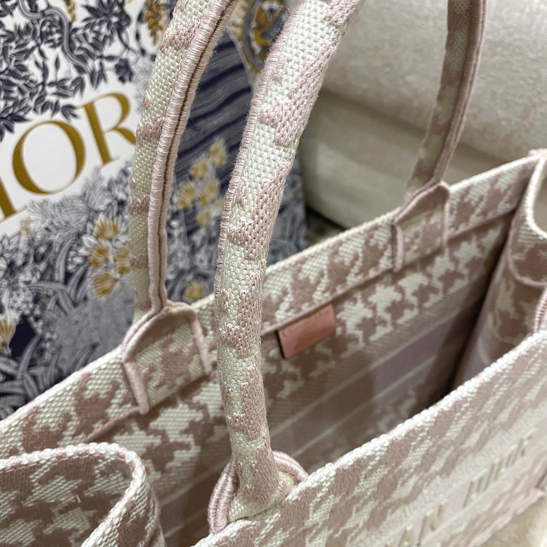 Dior Book Tote-小號36.5cm-粉色千鳥格