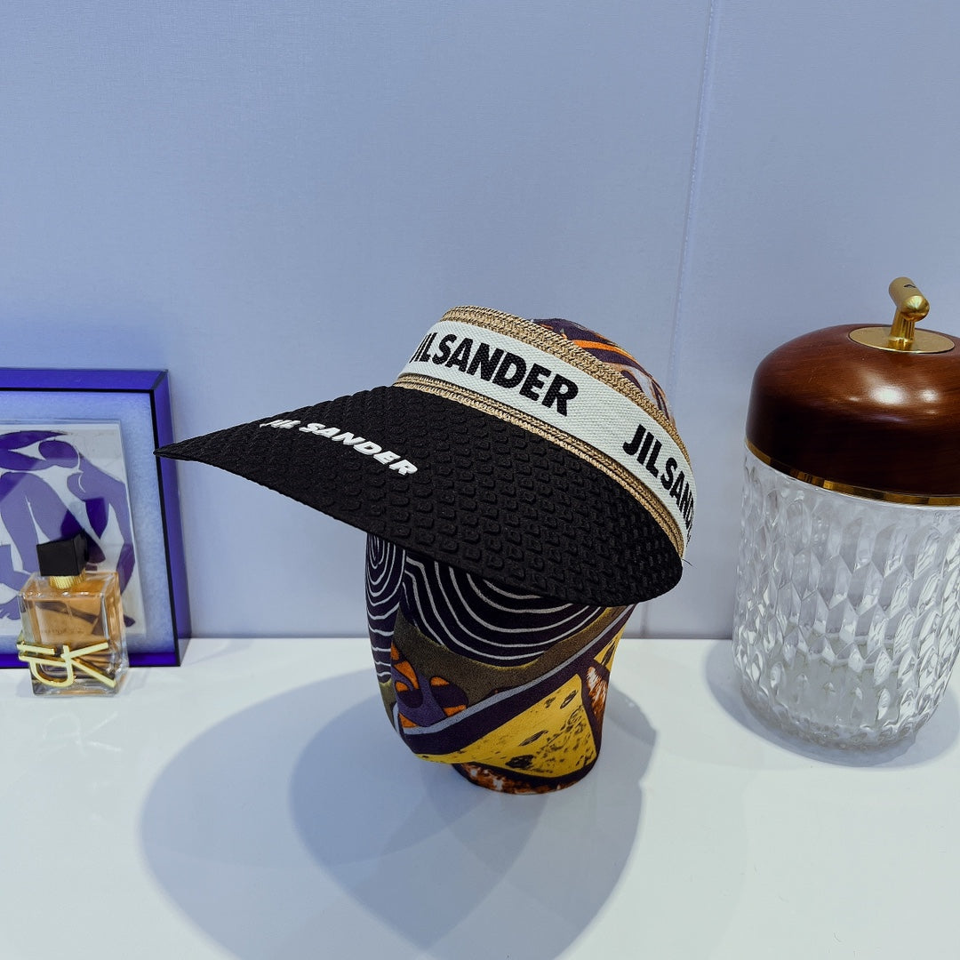 JIL SANDER 織帶拼接防曬帽