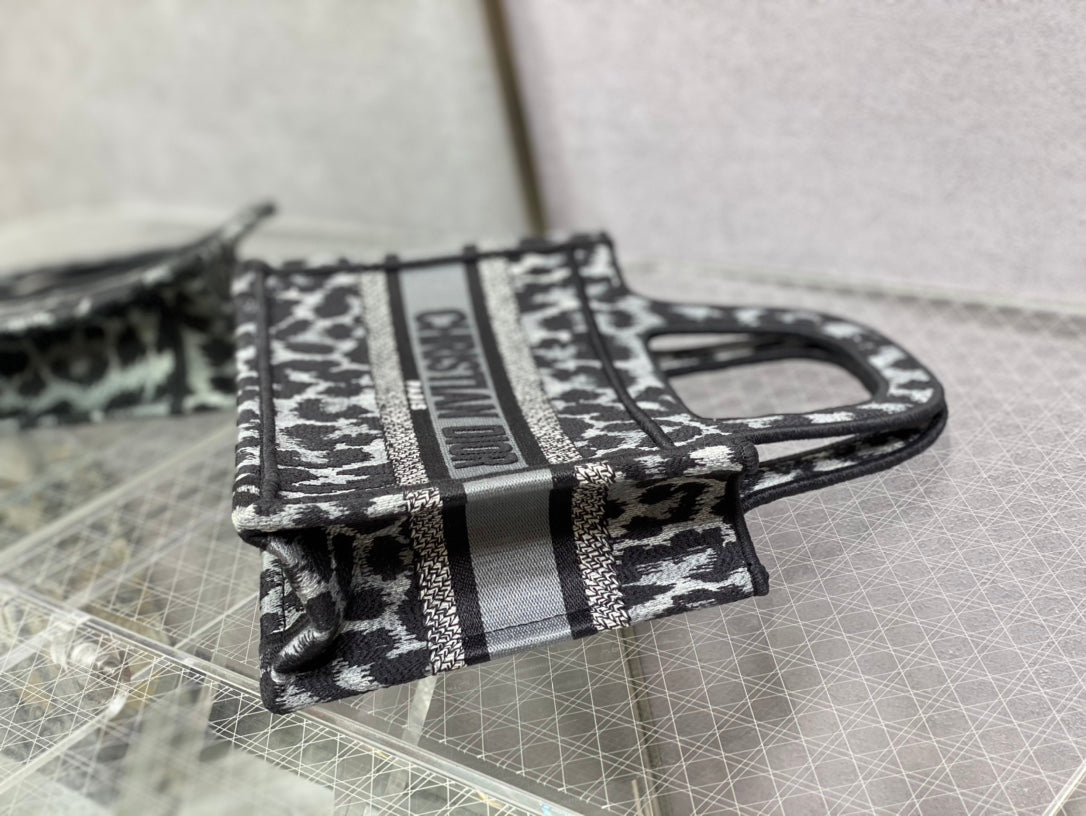 Dior Book Tote-Mini 23cm-黑色豹紋
