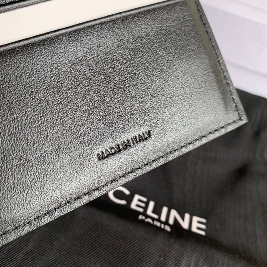 Celine 三折短夾-黑色掌紋