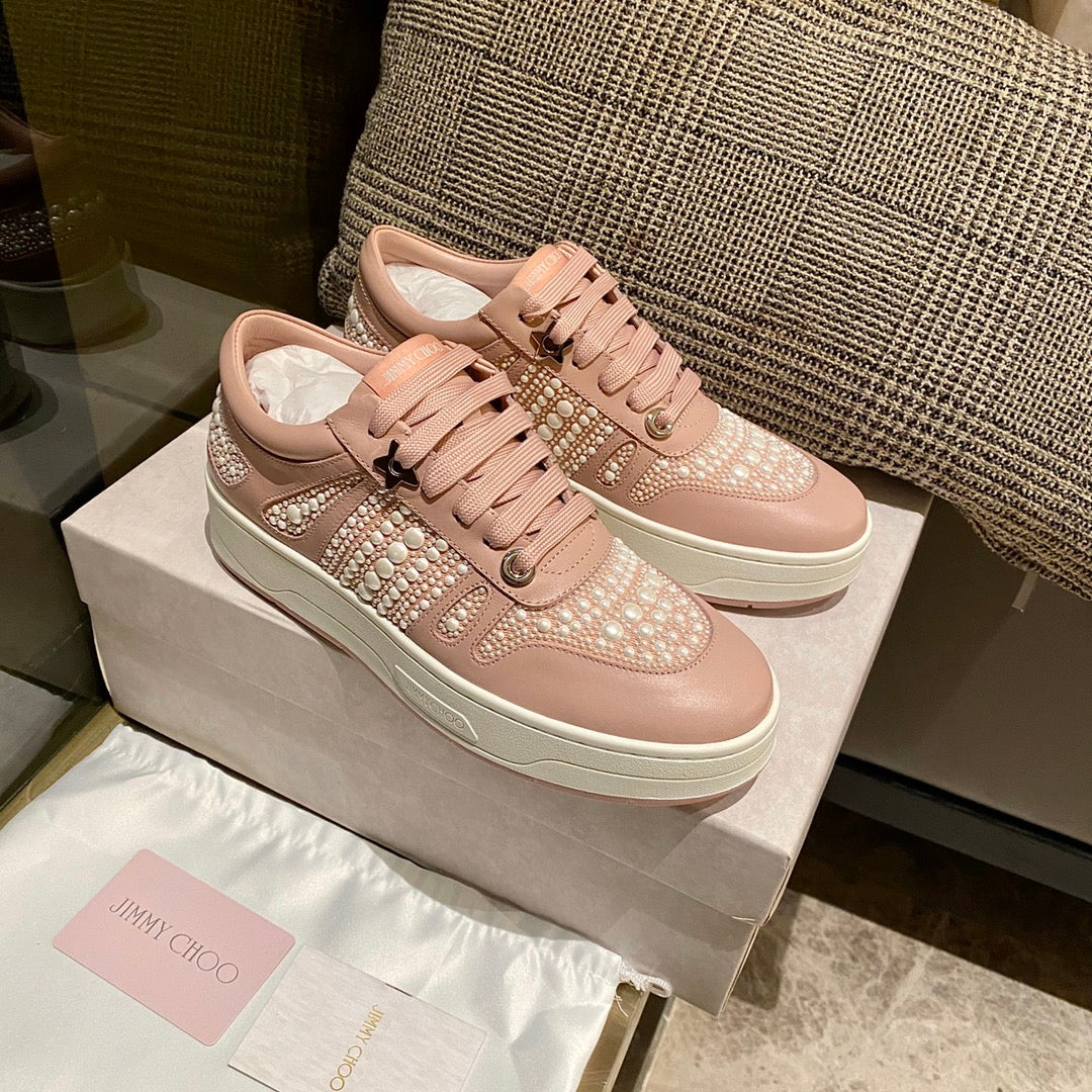 JC傑米-珍珠面 厚底 休閒鞋 粉