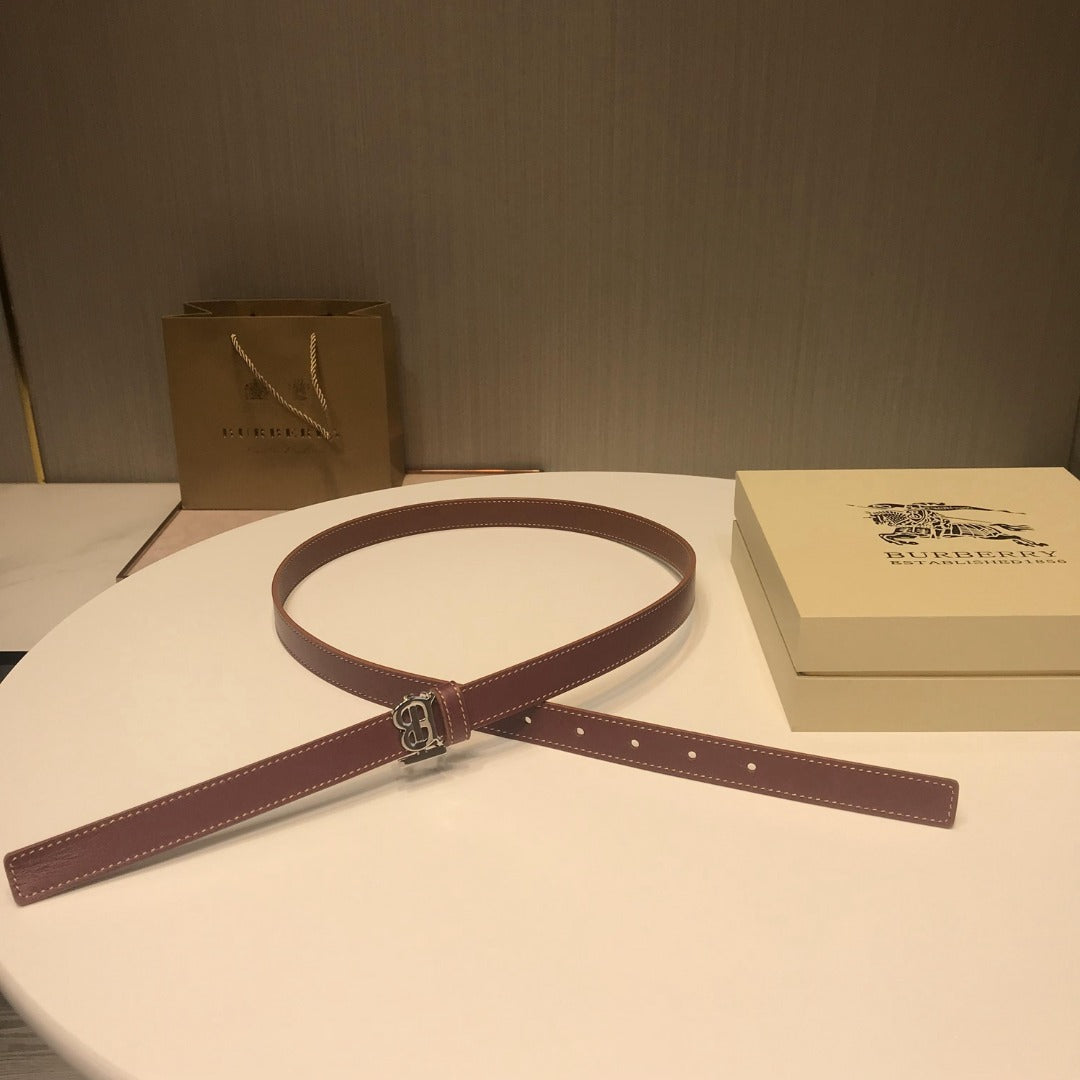 巴B家-咖色銀扣皮帶-2.0cm