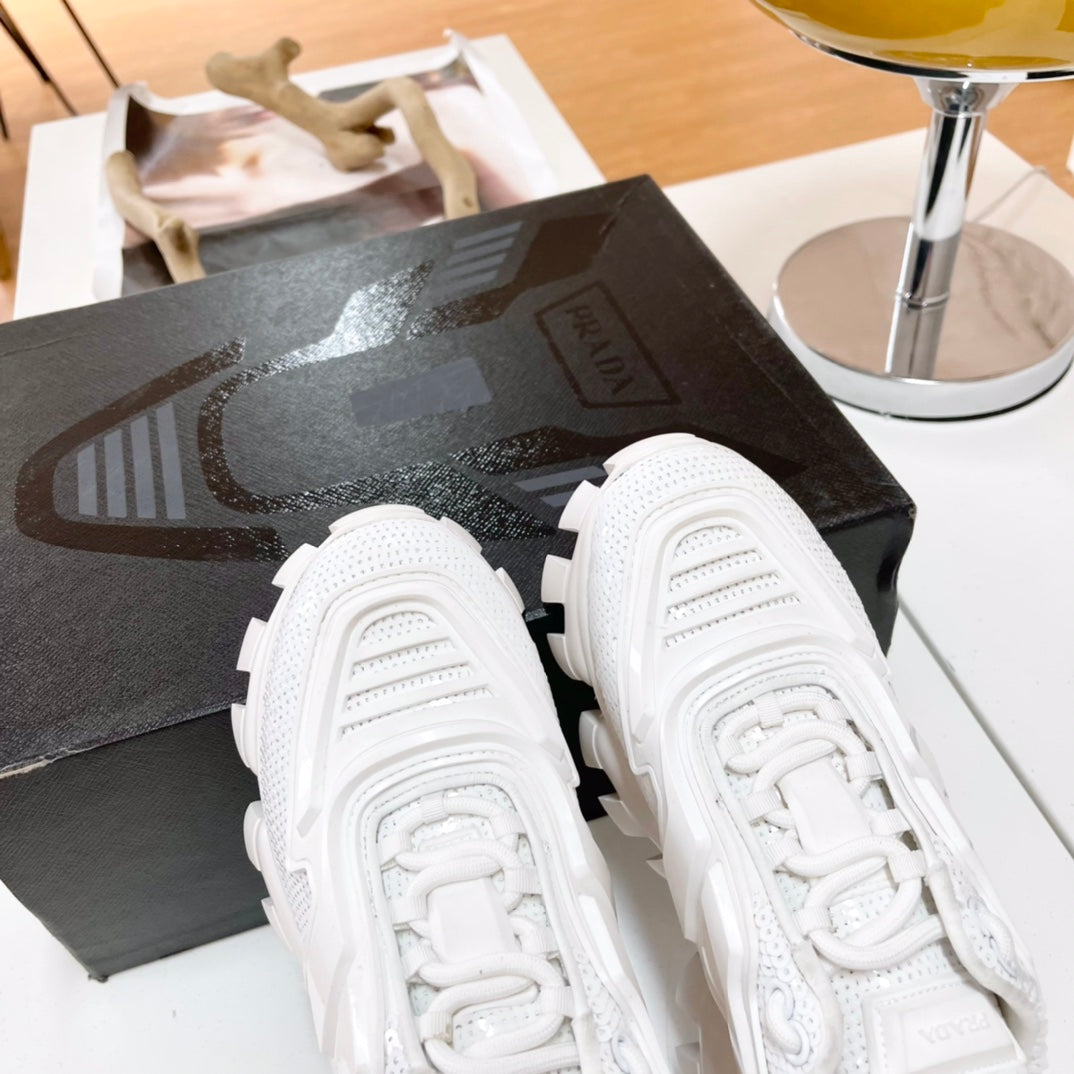 Prada 鞋-Prada 2022早春款 亮面老爹鞋（白）