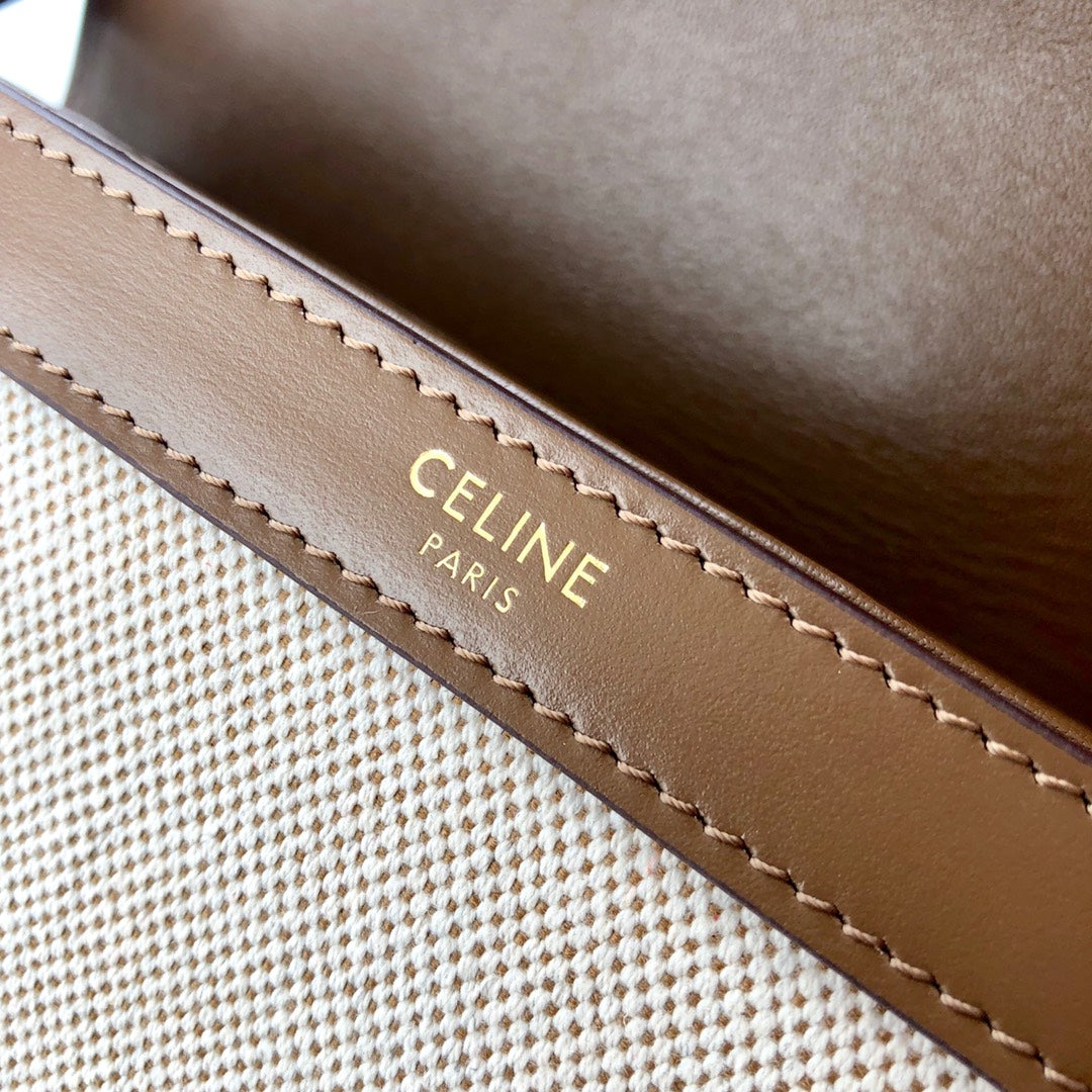 賽C家-TRIOMPHE凱旋門織物面料拼接小牛皮手袋-中號 22.5cm 