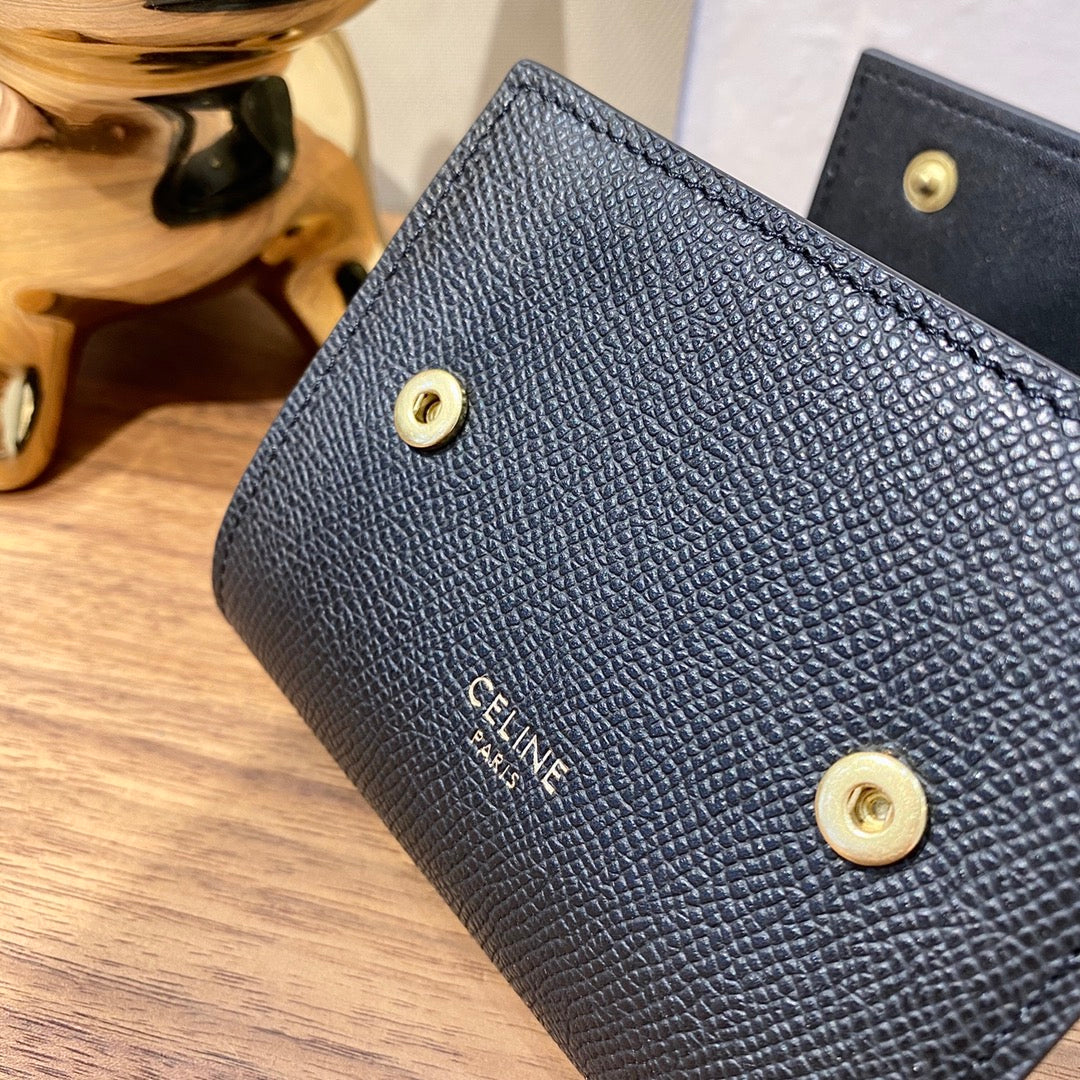 Celine STRAP 小號粒面三折短夾