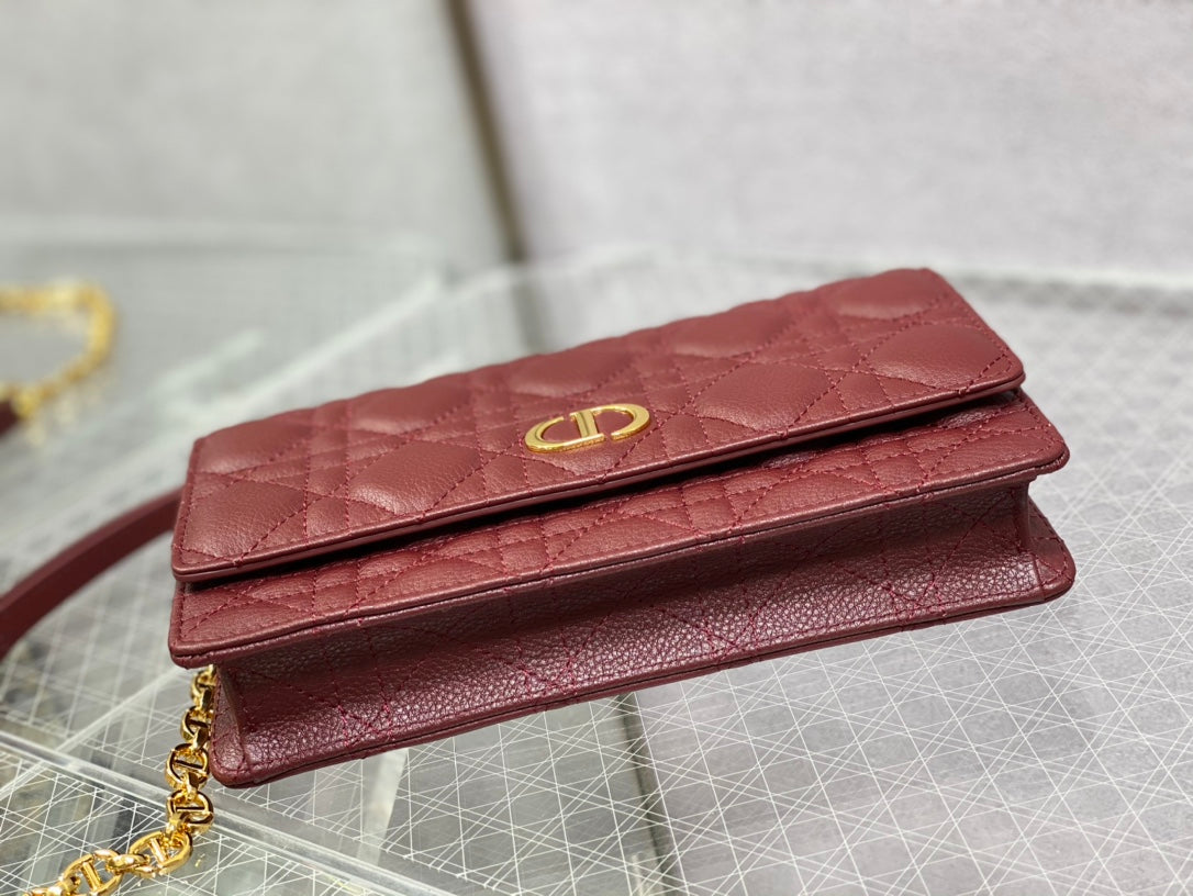 Dior-Caro 菱格紋 小牛皮 鍊條包