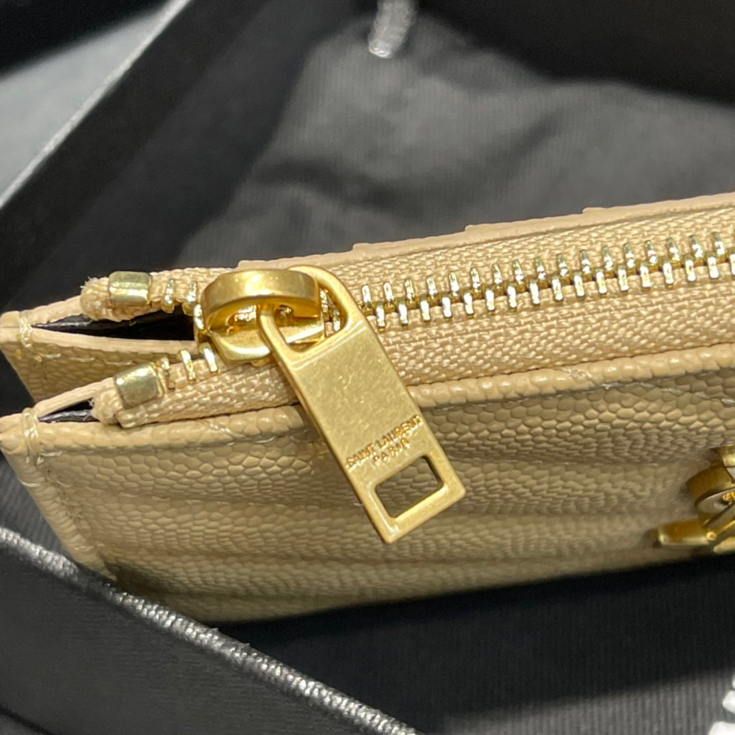 YSL 新品卡包_杏色金扣