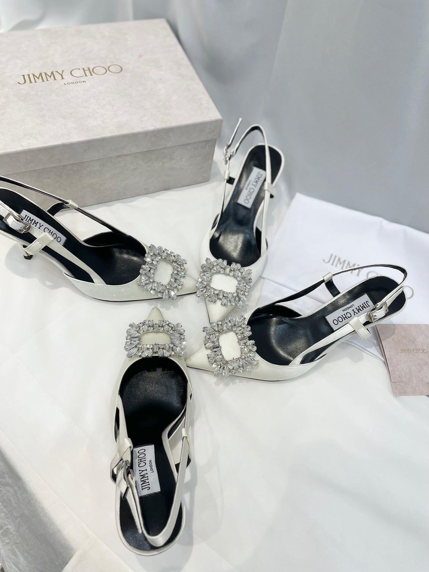JC傑米-女神系列 鑽扣高跟鞋 白色