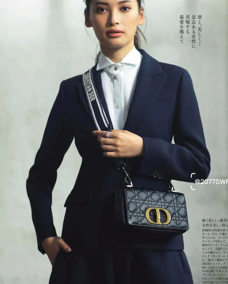 Dior Caro 小號20cm-黑色小牛皮