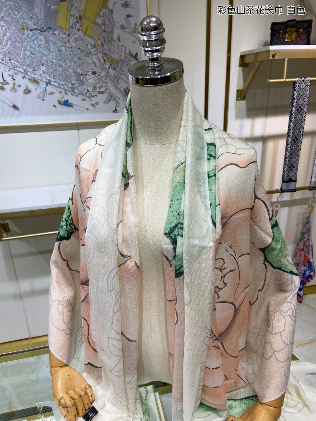 小香家-彩色山茶花長圍巾 110*200cm 100%頂極羊絨