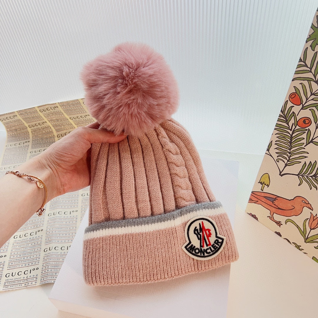 Moncler-針織毛帽 粉色
