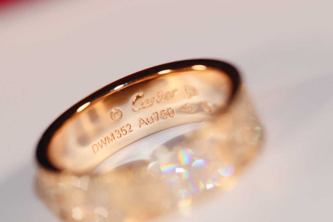 Cartier Love 寬版滿天星戒指-玫瑰金/白金