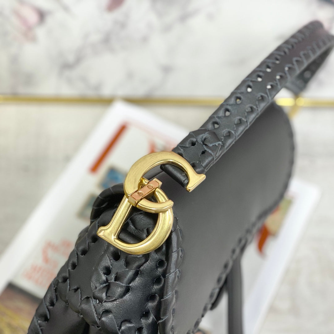 Dior Saddle 馬鞍包-編織-大號黑色-25.5cm