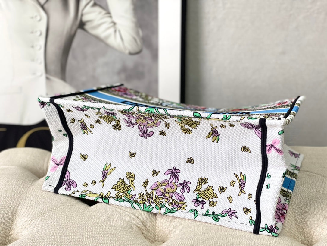 迪D家 Book Tote-中號36.5cm-白花