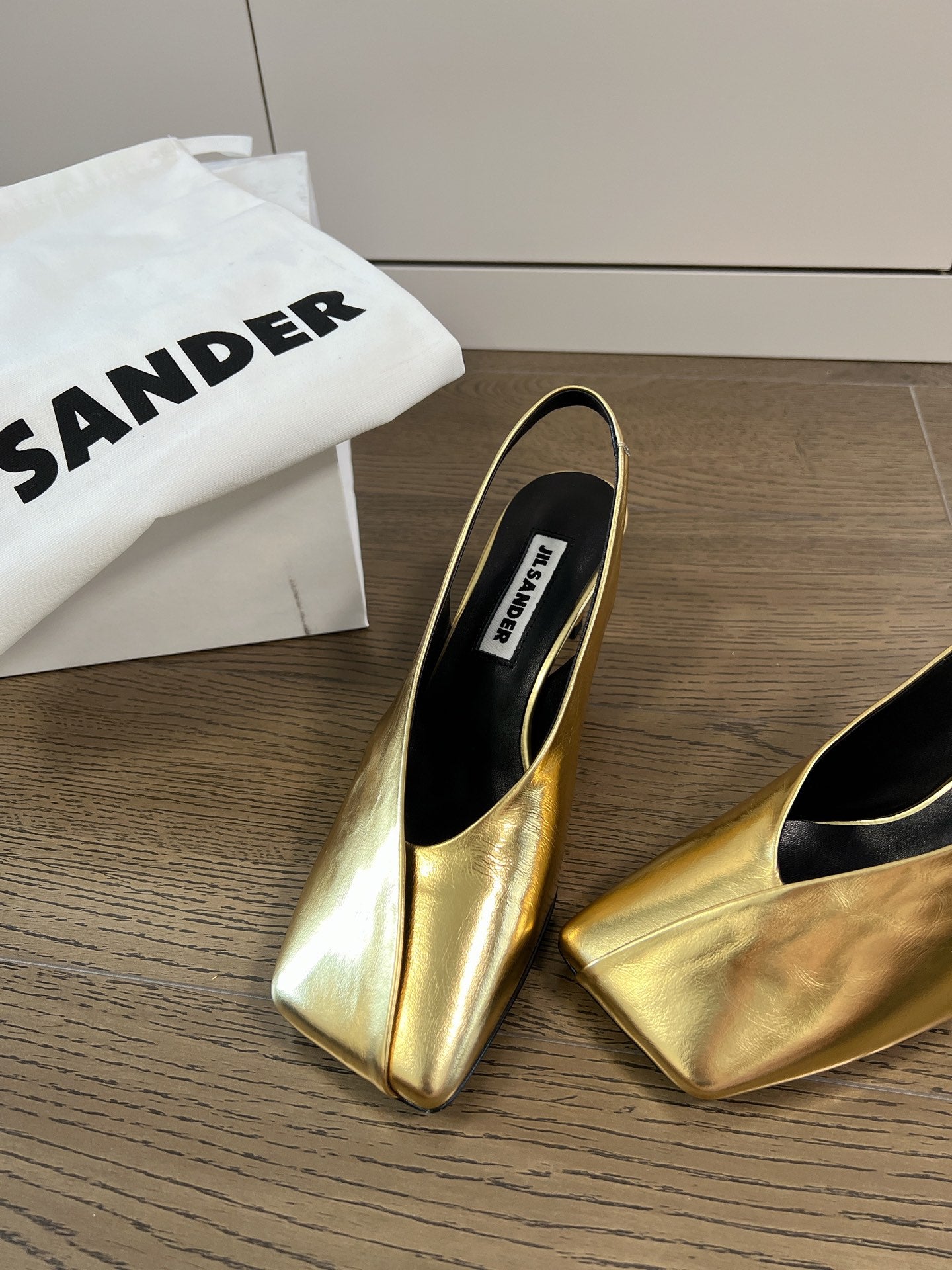 Jil sander-方頭高跟涼鞋 金色