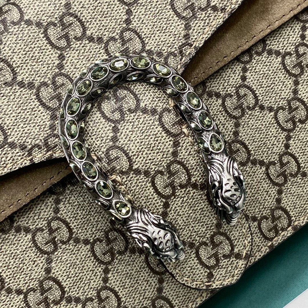 古G家-經典酒神包-老花x棕色 25*7*14cm