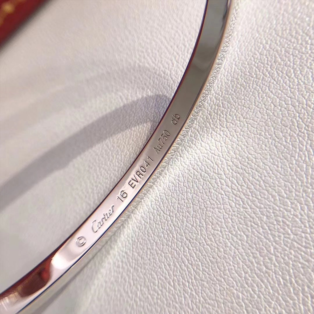 Cartier Love細版手鐲-玫瑰金/白金-無鑽