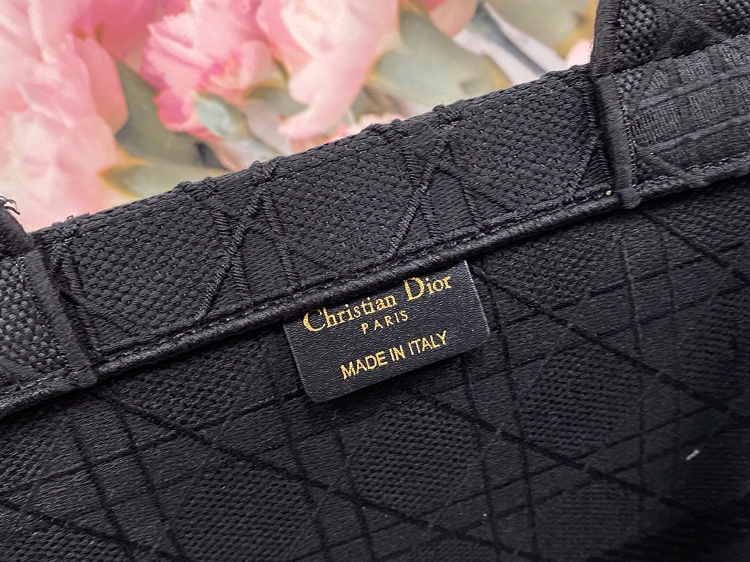 Dior Book Tote-大號41.5cm-刺繡黑藤格
