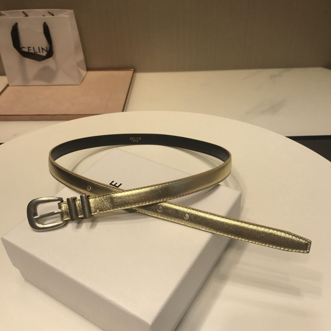 賽C家-金色銀扣皮帶-1.8cm