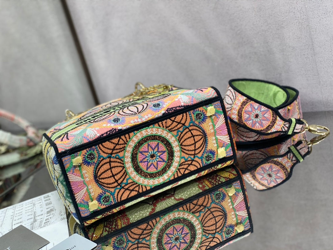 Dior Lady D-Lite手袋-24cm-多色花朵