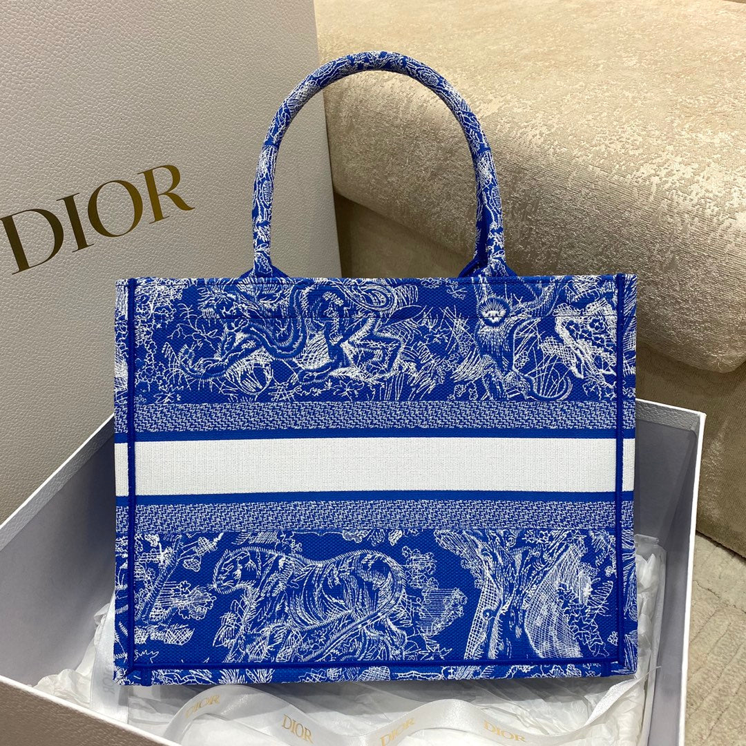 迪D家 Book Tote-中號36.5cm藍老虎