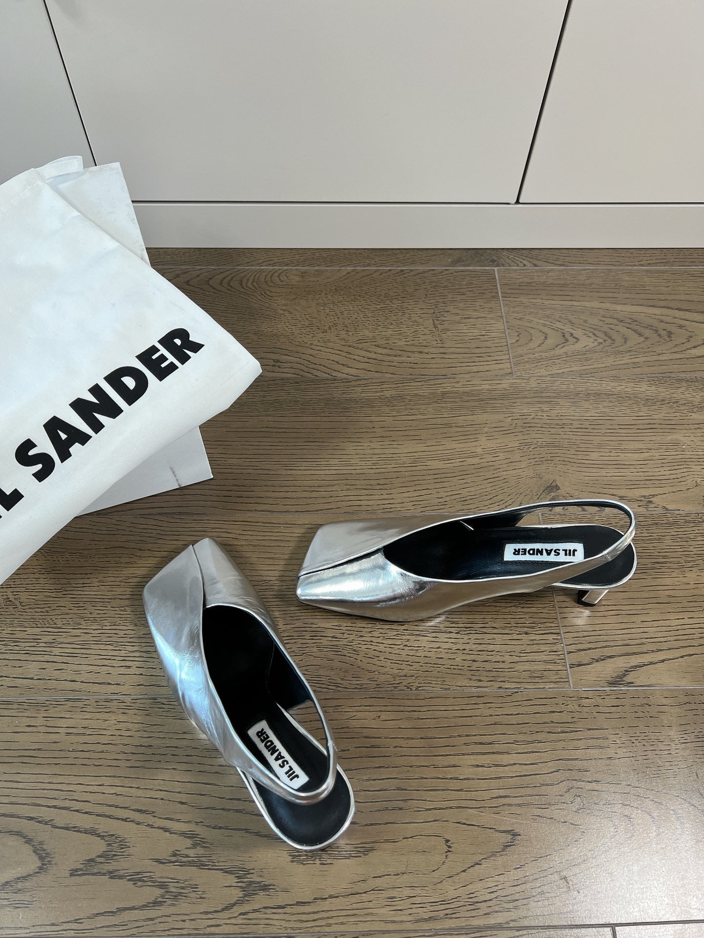 Jil sander-方頭高跟涼鞋 銀色