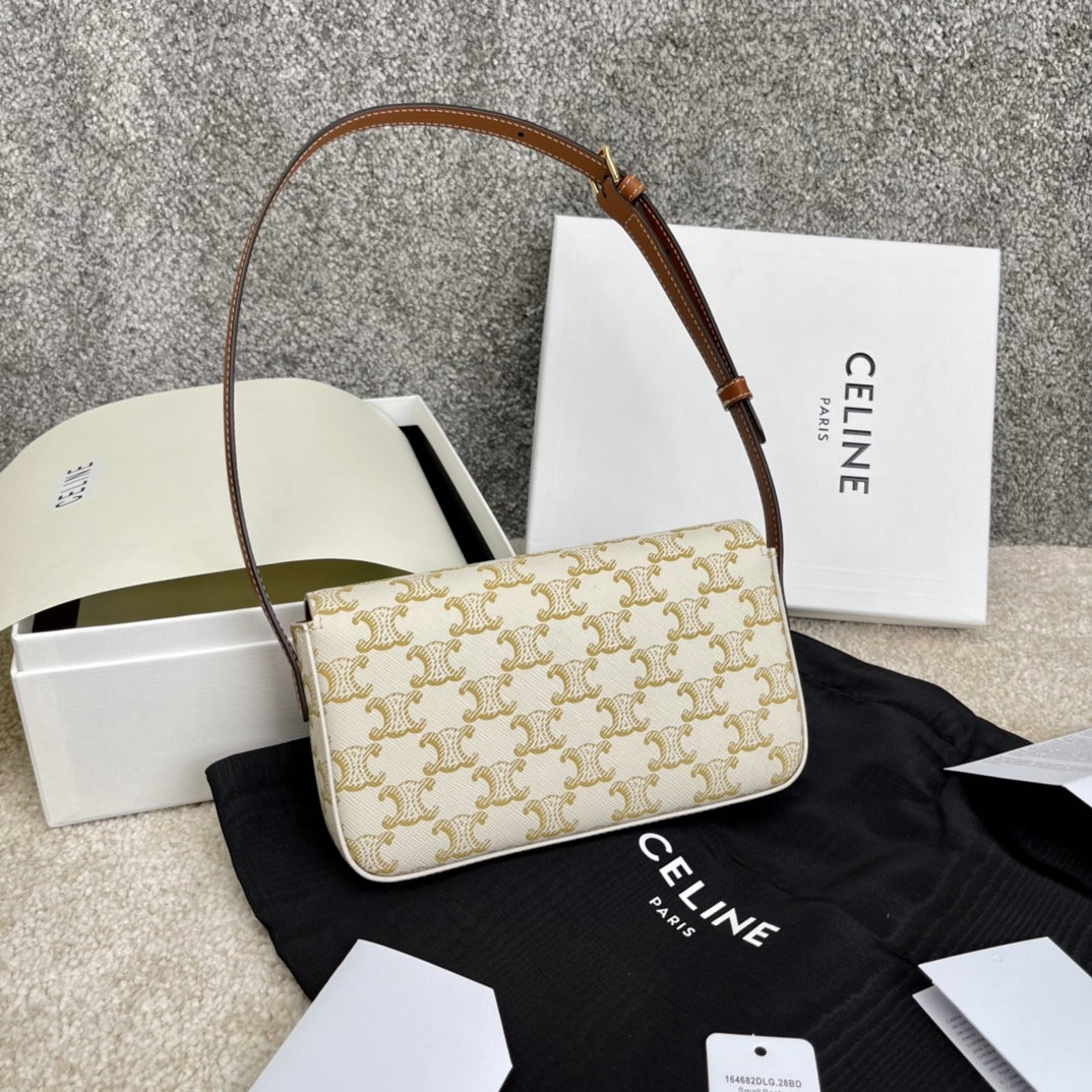 Celine TRIOMPHE 標誌印花牛皮革背包 腋下包