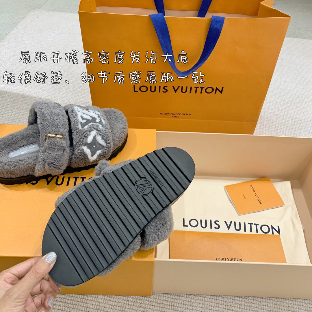 路L家-Paseo Comfort 系列 泰迪毛毛拖鞋 灰色