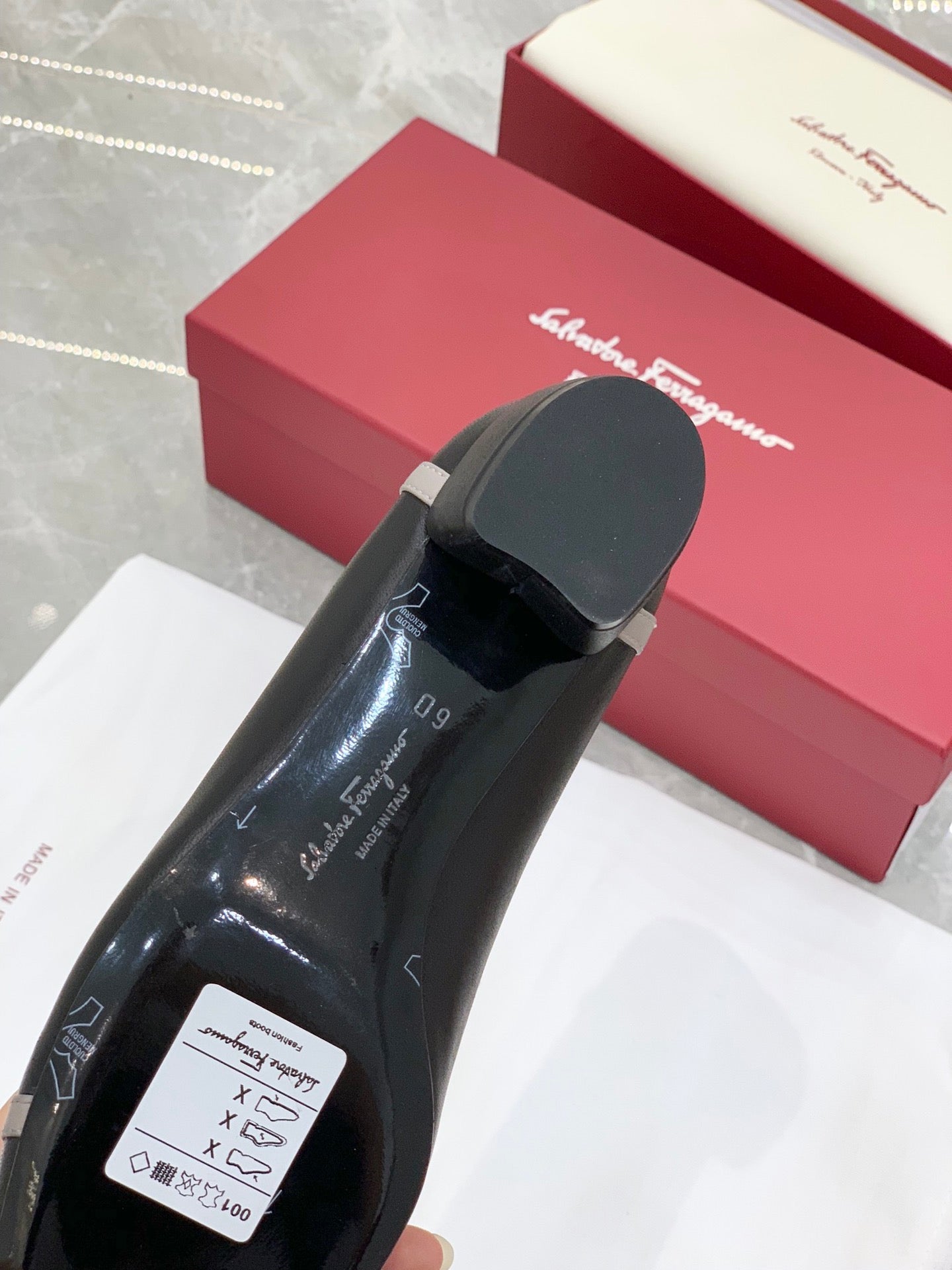 Salvatore Ferragamo鞋-菲拉格慕 VARA蝴蝶結 拼接低粗跟鞋