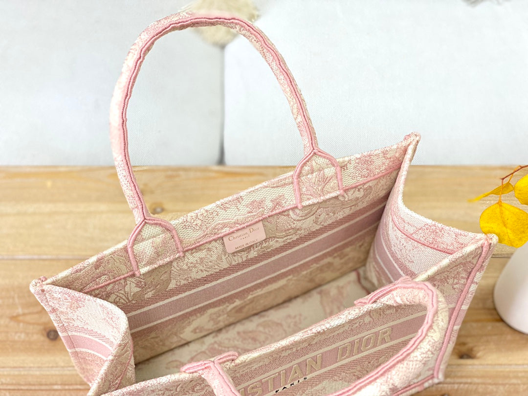 Dior Book Tote-小號36.5cm-粉色老虎