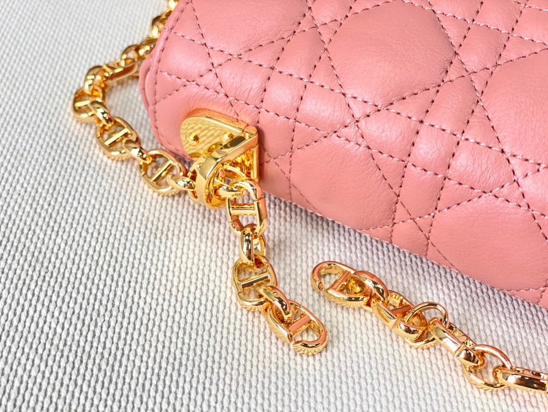 Dior Caro 小號20cm-粉色小牛皮