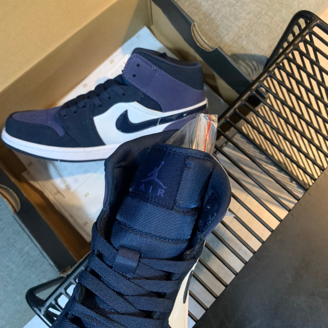N1K- AJ 1 mid 中筒板鞋 休閒鞋 藍色