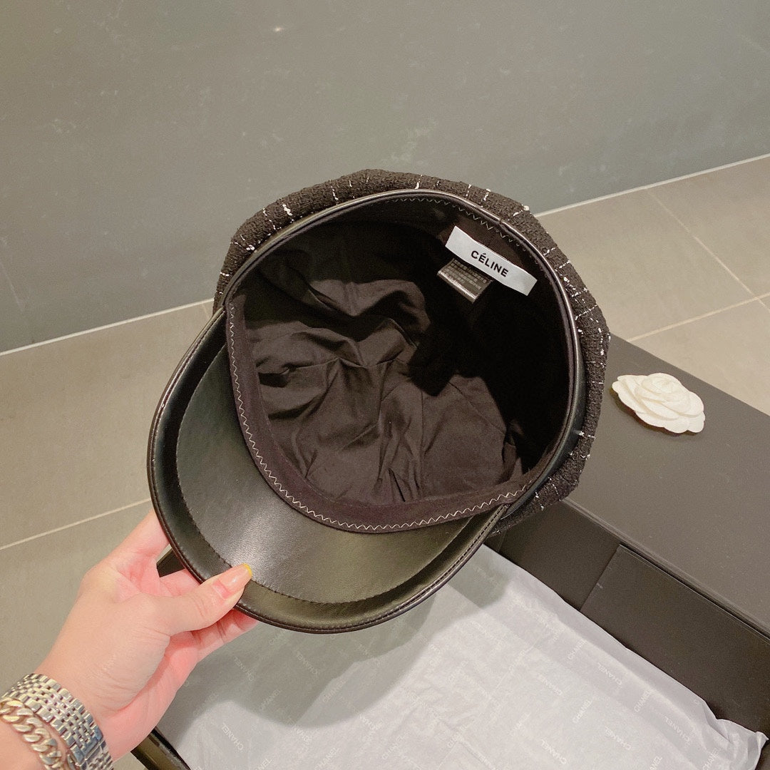賽C家-格紋鴨舌貝雷帽 黑色