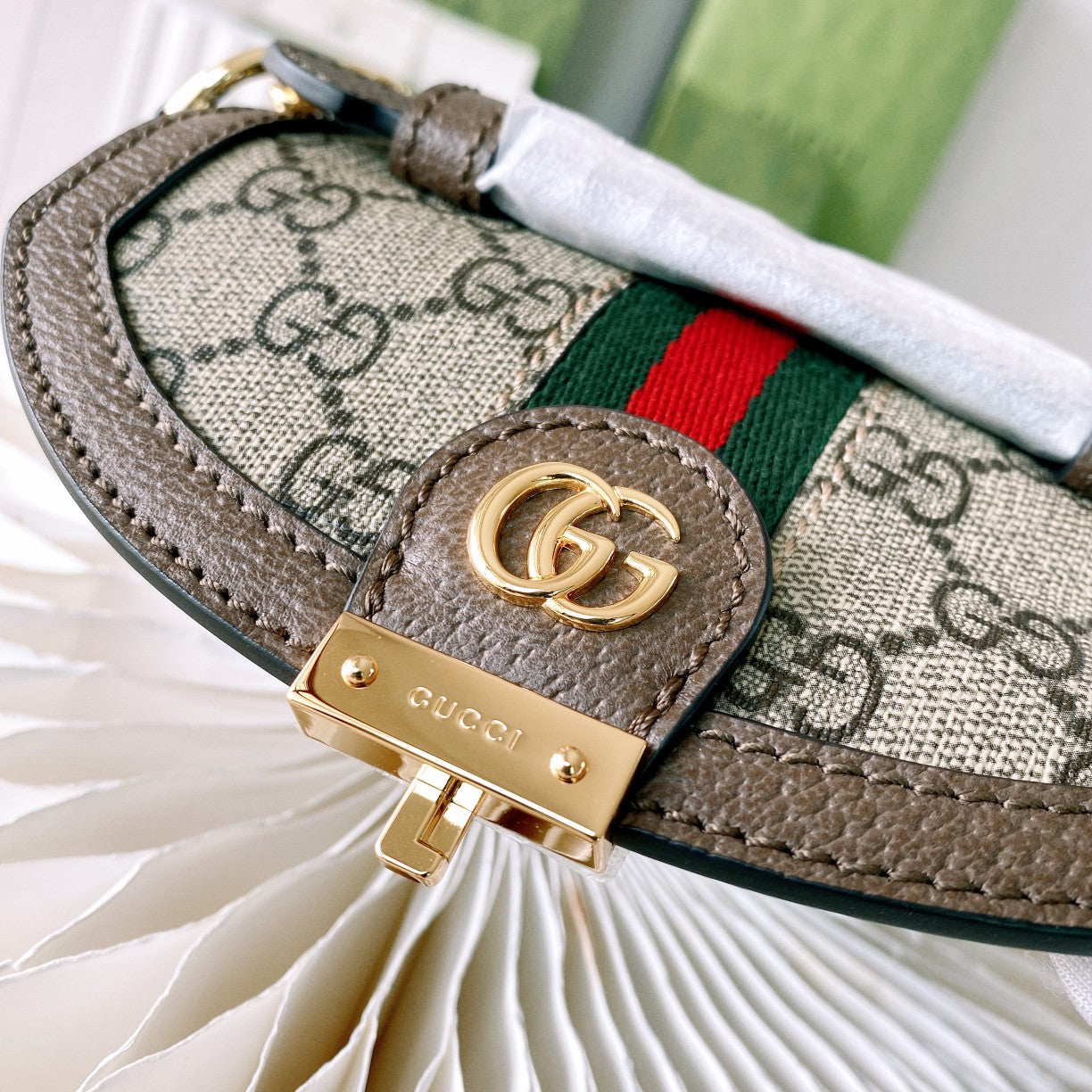 古G家-Ophidia 迷你手提斜挎包 17.5x13x6cm  咖啡色
