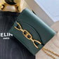 Celine 亮澤牛皮革鏈條卡包