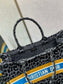 Dior Book Tote-大號41.5cm-絲絨豹紋-黃