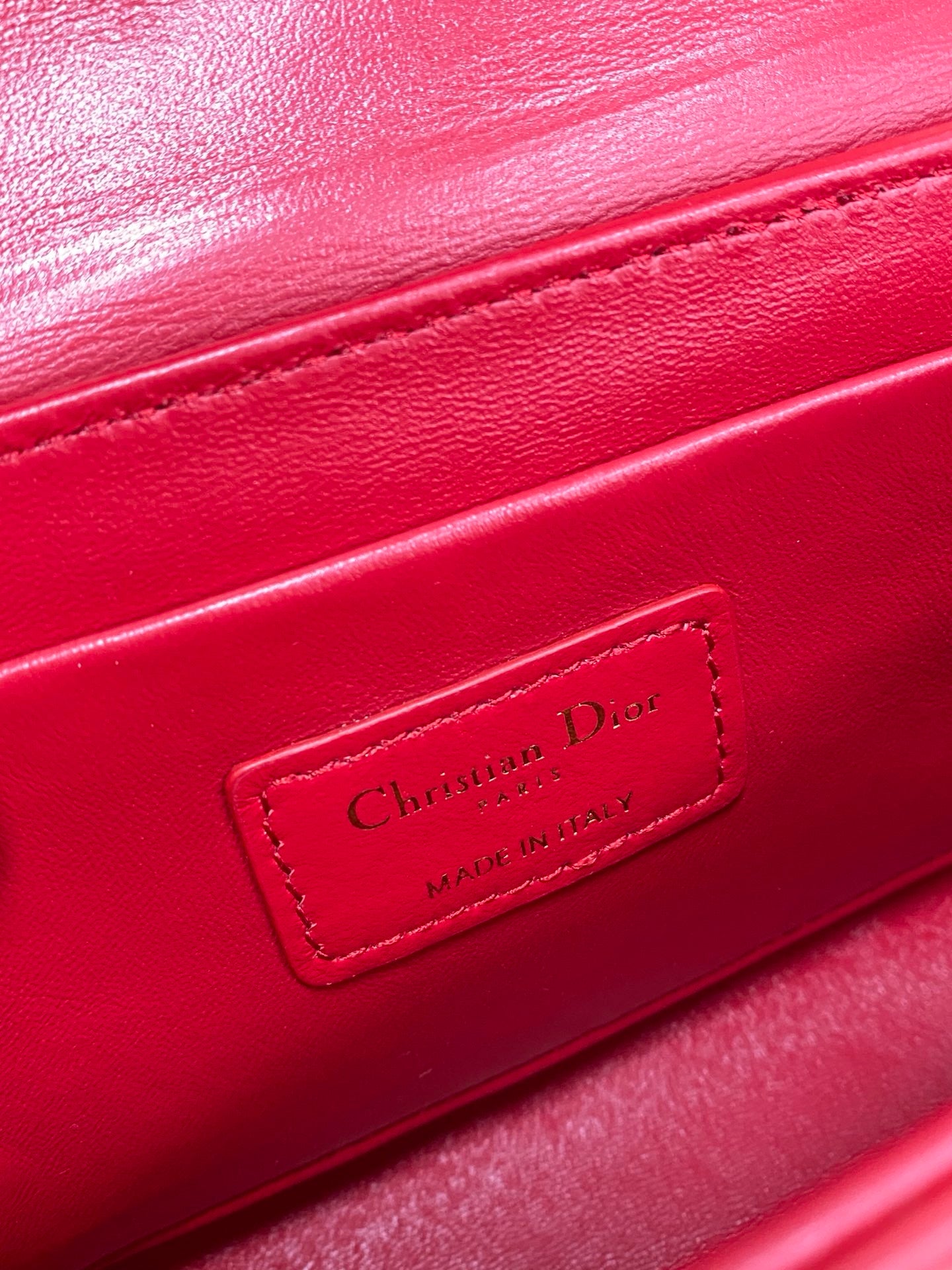 Dior 蒙田 Mini Box-平紋牛皮-金扣-17.5cm-紅色