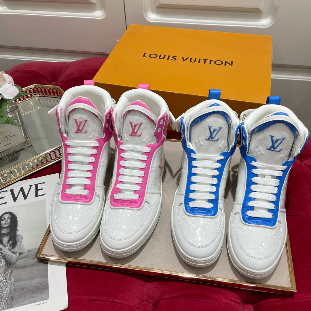LV鞋-LV TRAINER 高筒 休閒鞋（粉）