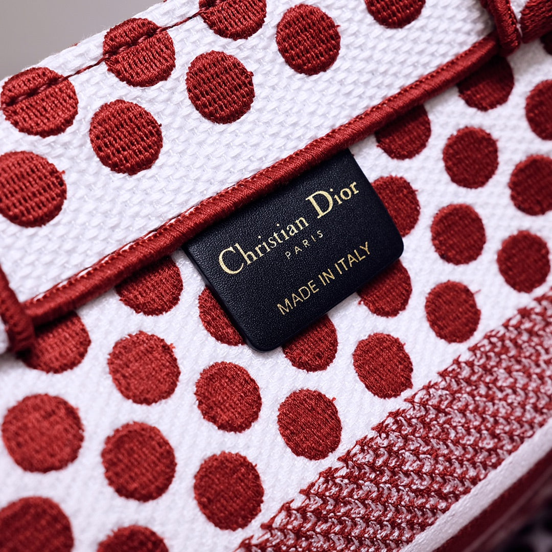 Dior Book Tote-小號36.5cm-紅色波點
