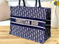 Dior Book Tote-小號36.5cm-深藍老花天鵝絨