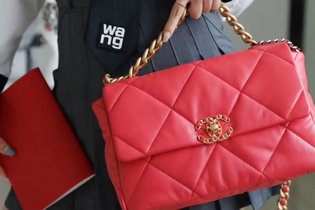 Chanel 19Bag-中號珊瑚紅