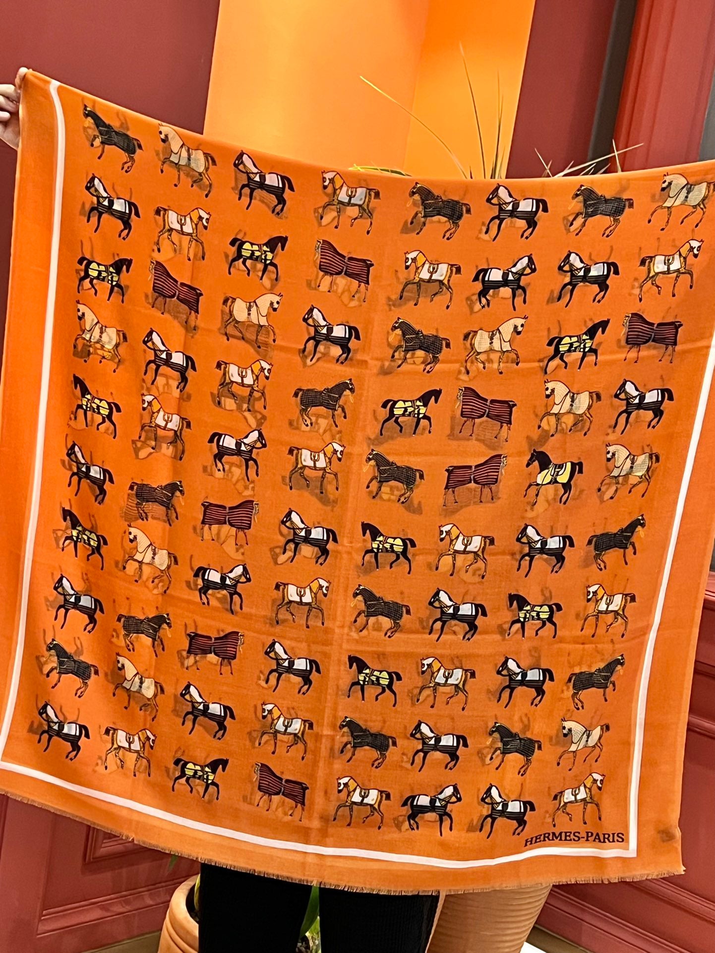 小愛款-頂級工藝羊絨長圍巾 100*200cm 橘色